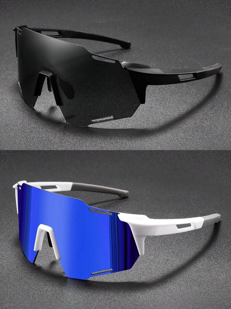2pcs Men's Outdoor Sports Riding Climbing Running Fashion Sports Glasses, Wrap-Around Single Lens Protective Goggles Easy Comfort Casual Outfits Outdoor Cycling Glasses For Summer Beach Vacation,Outdoor,Travel - A-multicolor - View 16