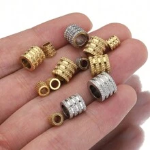 20pcs Stainless Steel Mesh Beads, Gold Color Large Hole Beads Suitable For DIY Necklace, Bracelet, Jewelry Making - Multicolor - View 5