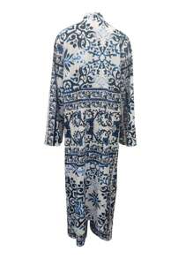 2 Pieces Set: Full Print Open Front Long Coat And Loose Palazzo Long Pants, Modest - Multicolor - View 2