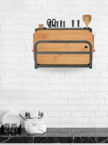 eusmeyusnt eusmeyusn Messerblock ohne Messer Carbonstahl-Messerblock mit Utensilienhalter Messerhalter Universal-Messeraufbewahrung für Messer, Schneidbretter (Schwarz), 33.5*13.2*23cm