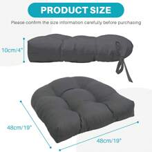 2PCS U-Shaped Cushion Wicker Chair Seat Pads Waterproof Outdoor Garden Furniture Pads Solid 6" Thick Tufted Wicker Seat Cushion Sets Waterproof 2 Pieces Wicker Furniture Cushions Outdoor Cushions For Patio Furniture - 深灰色 - 查看 2