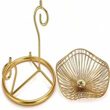 1PC Giá để giỏ đựng trái cây 3 tầng, Bát đựng trái cây bằng sắt trang trí, Khay đựng trái cây bằng dây kim loại, Khay đựng để bàn, Giá để rau, Bánh mì, Đồ ăn nhẹ, Bát đựng trái cây hiện đại dùng trong nhà bếp và gia đình (Màu vàng) - Vàng - Xem 4