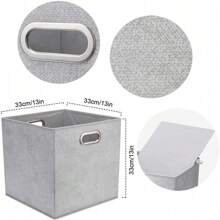 13 Inch Collapsible Storage Cubes Bins Teal Stripes Fabric Storage Boxes Foldable Cube Inserts Storage Grey Printed Folding Cloth Storage Baskets Drawer Organizer - Gray-white Dots - View 4