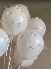 93pcs/1set White Pink Latex Balloons With Pink Bow, Suitable For Outdoor Photo Shoots By Internet Celebrities, Bow Decorations, Valentine's Day, Family Birthday Parties, Weddings