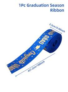 5 码宽 2.5 厘米，1 件毕业派对装饰丝带，缎带蝴蝶结 DIY 蛋糕包装丝带，烘焙和礼品包装，金箔，毕业典礼，2025 年毕业装饰，生日派对礼物