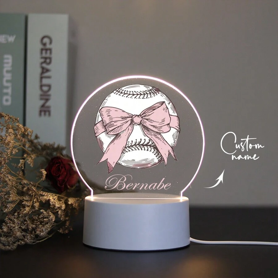 1PC Custom Name Nightlight, Custom Baseball Birthday Gift, Custom Friend Gift, Custom Valentine's Day Gift, Send Girlfriend Valentine's Day Gift, Custom Bedroom Decoration, Custom Party Decoration, Party Decoration, Custom Nightlight, Valentine's Day Gift Back To School - Multicolor - View 1