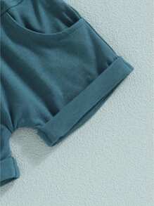 Toddler Baby Boy Summer Clothes Palm Tree Short Sleeve Tee Shirt Beach Shorts Set Infant Tropical Outfits - Màu xanh lam - Xem 7