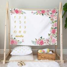 Coperta per traguardi mensili per bambini maschi o femmine, soffice coperta floreale da ricordo, coperta da neonati per rilevare la crescita, sfondo delicato per foto, idea regalo per festa di nascità o Pasqua, adatto per bambine/bambini