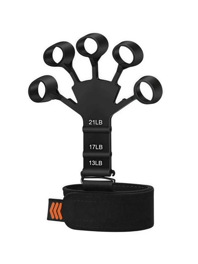 1 件黑色硅胶手指伸展锻炼器，5 指和腕部阻力带训练器，用于手指力量恢复、屈曲和伸展
