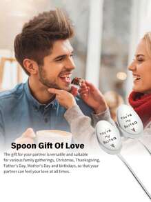 Coffee Spoon,1pc Stainless Steel Tea Spoon,Engraved Spoon Lovers Gift-Wedding Gifts For Couple-Spoon Valentine's Day Gift