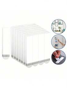 12pcs Punch-Free Tape Strips Self Adhesive Picture Frame Fixed Poster Wall Hook Decorate Fixing Wall Double Sided Tape,Frame Traceless Self Adhesive Tape