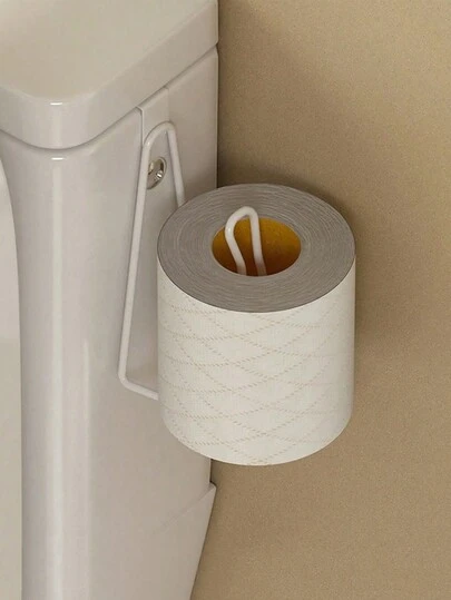 1pc Wall-Mounted Toilet Paper Holder, Bathroom Tissue Roll Dispenser, No Drilling Cabinet Door Paper Towel Rack For Kitchen, Wrought Iron Toilet Paper Holder Above Water Tank, Wall-Mounted Bathroom Tissue Roll Hanger, Space-Saving No Drilling, Mother's Day Gift, Dining Table Decor, Kitchen Accessories, Kitchen Tools, Kitchen Storage Rack, Travel, Holiday, Napkin Holder, Paper Towel Rack