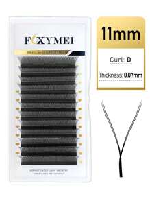 FOXYMEI 12 排 D 卷曲 W 形睫毛 3D/4D/5D W 风格预制卷发扇形 0.07 毫米仿貂皮睫毛延长更柔软自然猫眼纤细睫毛 - D - 查看 40