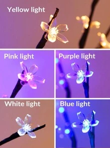 1pc Cherry Blossom Branch Decorative Light, 20 Warm LED Lights, Home Decor Accessory - Multicolor - View 6