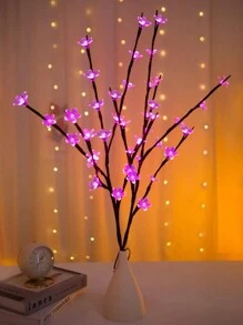 1pc Cherry Blossom Branch Decorative Light, 20 Warm LED Lights, Home Decor Accessory - Multicolor - View 2
