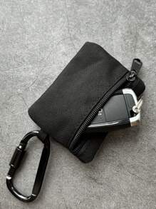 Schwarz mit Schlüsselanhänger, kleiner Münzgeldbörse, Kartenetui, Schlüsseltasche, kleines Reißverschluss-Portemonnaie, Mini-Geldbörse, Geldbörse, Handgelenktasche, Münzbörse, Reisebörse - für Damen und Herren - Schwarz - Übersicht 8