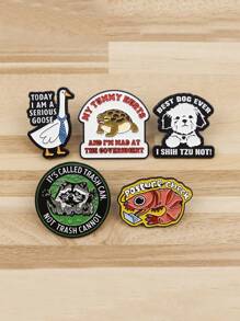 5Pcs Raccoon Quote Enamel Pins Animal Cartoon Goose Brooch Clothes Backpack Lapel Badges Fashion Jewelry Accessories Friends Gifts