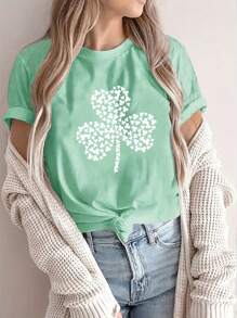 Cartoon Pattern Printed Casual Ladies T-Shirts, Spring And Summer Fashion Ladies Tops, Summer Tops, Ladies Summer Wear, Patterned T-Shirts Women Tops