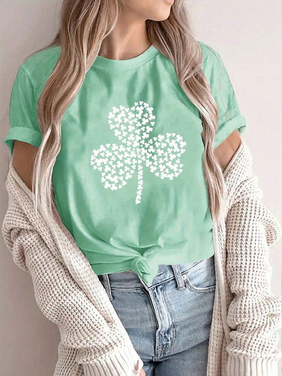 Cartoon Pattern Printed Casual Ladies T-Shirts, Spring And Summer Fashion Ladies Tops, Summer Tops, Ladies Summer Wear, Patterned T-Shirts Women Tops