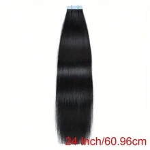 20pcs Natural Black Tape-In Human Hair Extensions 8-24 Inch Seamless Straight Clips For Women Versatile - Natural & Black - View 5