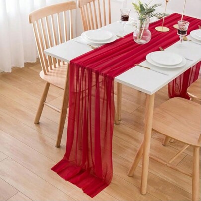 Runner da tavolo in chiffon rosso - adatto per San Valentino, appuntamenti, feste di matrimonio, decorazione della tavola