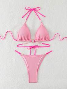 2025 新款性感露背比基尼女士泳装，欧洲和美国时尚风格度假泳装