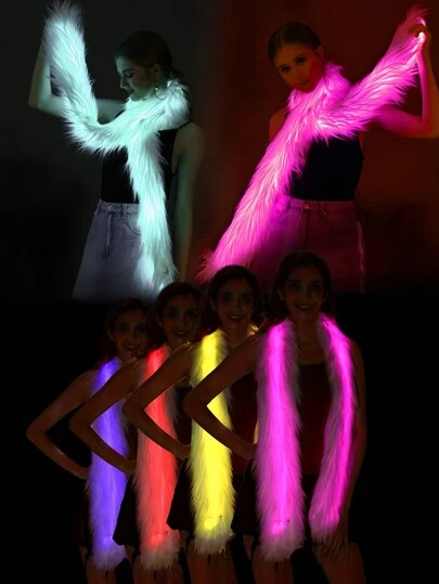 LED Luminous Scarf, Fashion Accessory, Glowing For Night Party, Decorative Lighting, Festival Gift, Runway Dance Stage Decor, Holiday Party Decoration, Home Decor, Singles Party, Valentine's Day Decor, Suitable For Easter, Campus Festival, Carnival Costume Performance