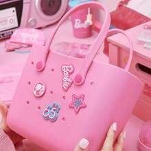 Miniso Túi tote họa tiết hoạt hình Barbie Shining Collection Hole Túi đựng đồ ăn trưa đi học Túi dã ngoại du lịch di động (Màu hồng) - Màu Hồng baby - Xem 3