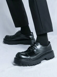 Spring 2025 Men's Lace-Up Business Casual Shoes, Pointed Toe British Style Oxford Dress Formal Shoes For Fashionable Stylists And Nightclub, Vintage , Versatile