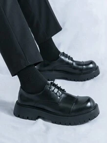 Spring 2025 Men's Lace-Up Business Casual Shoes, Pointed Toe British Style Oxford Dress Formal Shoes For Fashionable Stylists And Nightclub, Vintage , Versatile