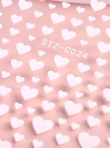 3 件装 3D 可爱红白黑心形美甲贴纸甜心粘性贴纸情人节设计饰品指甲贴美甲滑块装饰 - 彩色 - 查看 4