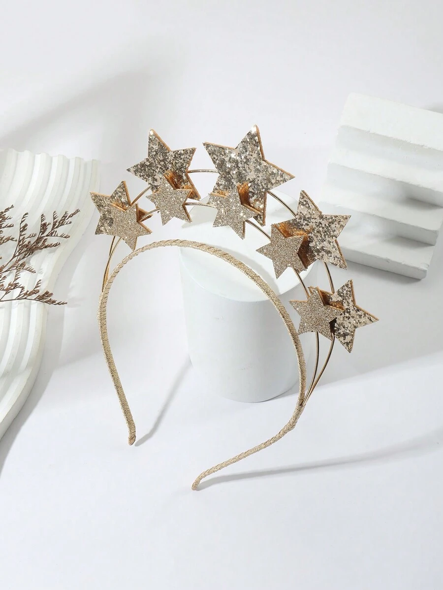 1pc Gold Sparkly Double Layer Star Headband