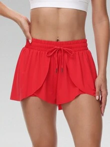 Blaosn 3pcs/Set  Flowy Athletic Shorts For Women Gym Yoga Workout Running Butterfly Tennis Sports Active Skort Skirt High Waisted With Pockets Spandex Sweat Pants Cute Lounge Clothes Summer Outfits - 紅色 - 查看 3