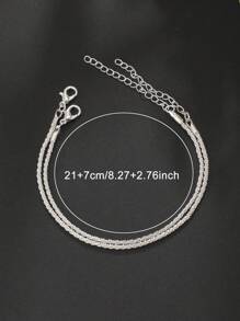 2pcs Silver Anklets For Women, Shiny Fashion Minimalist Beach Anklet, Perfect Gift For Mom/Girlfriend