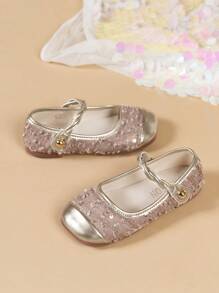 1 par de bailarinas Mary Jane lindas, dulces y elegantes con lentejuelas para niñas - Rosa - Ver 5