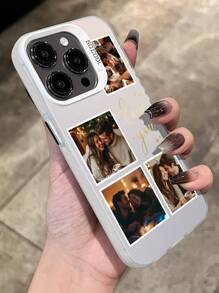 1 pieza Funda de teléfono personalizada "Te amo" con impresión de 4 fotos, resistente a golpes y de piel respetuosa con el color, compatible con iPhone 16 Pro Max/16 Plus/16 Pro, Galaxy S25/S25 Ultra/S25 Plus, etc.