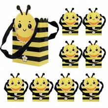 20PCS Honey Bee Small Gift Bags With Handles Bee Bags For Party Favor Bee Paper Bags For Bee Party Decorations Bee Candy Goodie Bag For Birthday Wedding Party Supplies