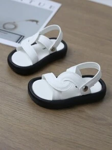 1 双可调节时尚凉鞋，适合男孩和女孩，可在室内和室外穿着 - 白色 - 查看 6