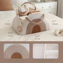 Giỏ đựng tã em bé, Giỏ đựng tã chắc chắn, Giỏ đựng đồ dùng cần thiết cho bé sơ sinh, Quà tặng cho bé sơ sinh, Giỏ đựng đồ dùng thiết yếu cho bé sơ sinh - màu nâu - Xem 3