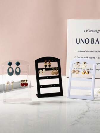 Folding Z 1 件珠宝架收纳盒耳环收纳盒，带 24 孔珠宝展示收纳，纯色 L 形亚克力珠宝展示架，现代简约塑料耳环收纳架，用于耳钉收藏，适合女士礼物耳环返校