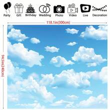 Multipurpose Blue Sky & White Cloud Backdrop - Polyester Fabric - Perfect For Party, Photography Props And Outdoor Decoration - 1pc - View 6