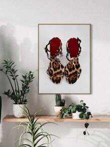 1PC Cheetah Heels Plakat Luksusowy Moda Slay Print Leopard Heels Czerwony Wall Art Glam Animal Print Y2k Decor Modny Projektant Prezent Dla Niej, Bez Ramki