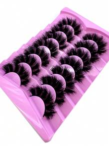 Long Lashes!7 Pairs Extension Thick Long Reusable Extended Makeup Lashes 9D Faux Mink False Eyelashes, Multi-Layered Curly & Fluffy, Soft & Voluminous Drama Messy Mink Lashes, 18-25mm Ultra Long & Dense, Handmade Suitable For Beginners, Comfortable - Black - View 6