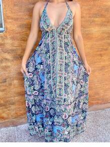 Long Silk Dress Open - 青檸色 - 查看 2