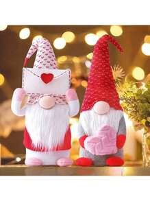 2 Heart-Shaped Dwarfs In Valentine's Day Envelopes, Polyester Holiday Decorations, No Electricity, No Feathers, Suitable For Valentine's Day, Thanksgiving Day, Anniversary And General Gifts.