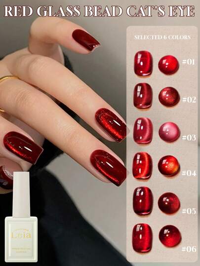 Miss Leia 6 Stücke Set 15ML neue Ancora Jelly Ice-Through Kirschweißrot Porzellan Weißglas Perlen Katzenauge Gel Nagellack Weiß Rot Katzenauge Nagellack UV LED aushärtend Salon Lack DIY schnell trocknende Maniküre Nägel Dekoration Einweichen lang anhaltend Nagellack Design als Geschenk für Frauen