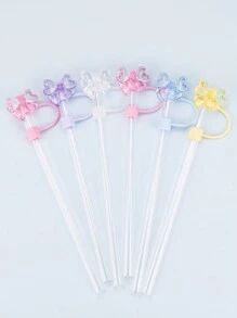 6PCS 10mm/0.4in Silicone Straw Toppers Cup Accessories For 30/40 Oz Tumbler With Handle, Love Shack Fancy Straw Cover For Cup, Cute Bow Straw Topper For ( Valentine's Day ) Holiday, Reusable Straw Cover Cap For Cup