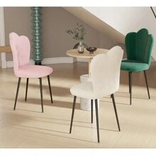 Lot de 2 Chaise pour salle à manger, Style scandinave et dossier ergonomique, Siège en tissu et Pieds en Métal, 45x46x91cm, Chaise multi-usage pour cuisine, salon, chambre et bureau, Couleur disponible: Beige, Vert, Rose - Beige - Voir 9
