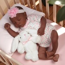 BABESIDE 20 Inch Lifelike Reborn Baby Dolls Girl Realistic Black African American Newborn Baby Dolls Sleeping That Look Real With Feeding Kit & Gift Box For Kids Age 3+ - Multicolor - View 2