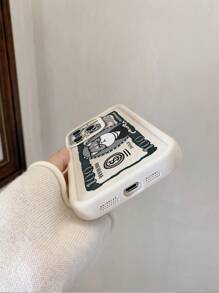 1pc Cute Husky & Dollar Bill Pattern Shockproof Sand Grip Phone Case Compatible With Apple///Redmi/Infinix/Vivo, Thick - Beige - View 6